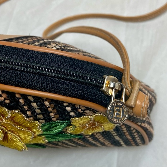 Authentic, Rare, Fendi, Small Tweed Crossbody Bag 8in x 6.5in x 2in - Picture 6 of 13
